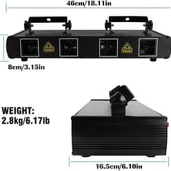 Alternative view of Vibrant RGB Quad Laser Light Music Activated
