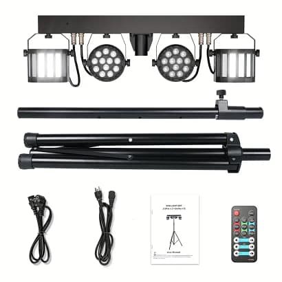 LED RGBW Par Lights with Remote and DJ Stage Lighting Stand - Image 6