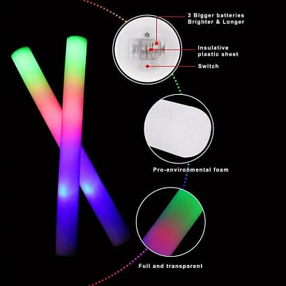 200pcs Vibrant LED Colorful Foam Glow Sticks - Image 5