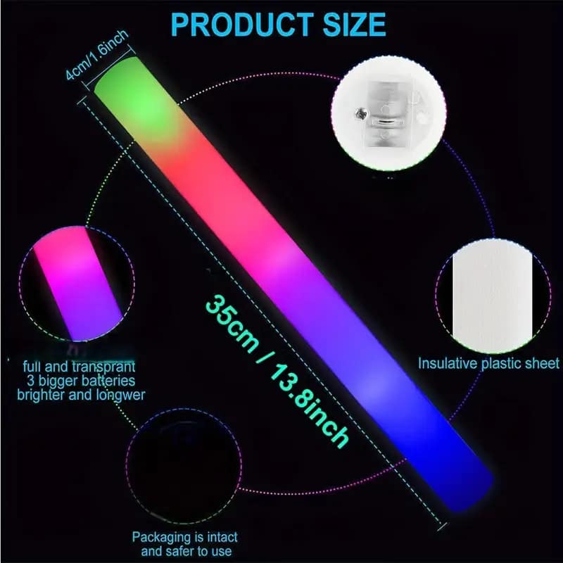 200pcs Vibrant LED Colorful Foam Glow Sticks - Image 2